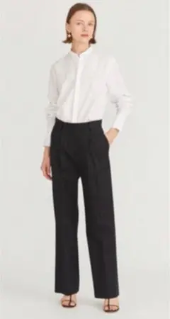エストネーション チノストレッチタックワイドパンツ ワイドパンツ 黒パンツ