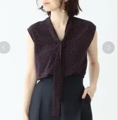 美品　Demi-Luxe BEAMS タイ付き ドットブラウス