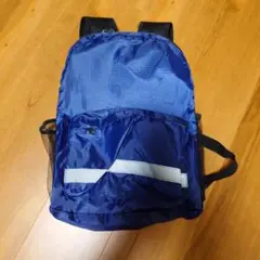 青いナイロンリュック メッシュポケット付き