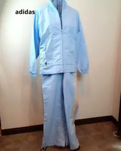 ★adidas★アディダス★M★薄ブルートレーニングウェア上下セット★美品訳有★