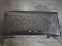 SMYTHSON 伊製 BURLINGTON 鹿革 レザー 長財布 札入れ 黒 SMYTHSON 伊製 BURLINGTON 鹿革 レザー 長財布 札入れ 黒