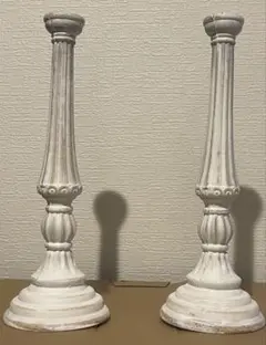 アンティーク感　カメヤマ　キャンドルスタンド　陶器　おしゃれ　2本セット