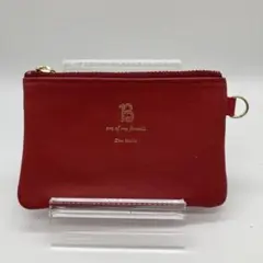 Bleu Bleuet レザー レッド ポーチ ファスナー付き