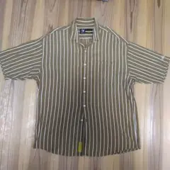 FAT 半袖ブラウンストライプシャツ　XLサイズ
