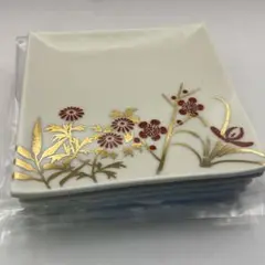 【未使用品】九谷焼　九谷紫山　小皿5枚セット　ゴールド