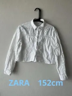 ZARA 刺繍入りホワイトクロップドシャツ