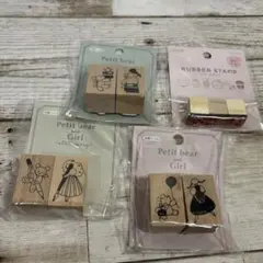 セリア スタンプ プチベアと女の子 はんこ アミファ