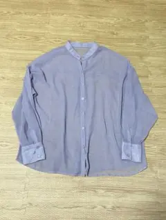 選べる2丈のバンドカラーシアーシャツ [C6649]ショート丈 パープル