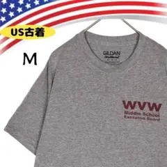 47019【アメリカ古着】ギルダン ミドルスクール プリントTシャツ M グレー