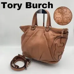 【希少】トリーバーチ 2way ショルダー ハンド デカロゴ 茶色 A4可