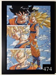 【A4黒額縁付】ドラゴンボール　孫悟飯　孫悟空　ポスター　漫画