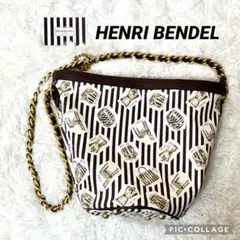 【超希少・HENRI BENDEL] バケツ型 ゴールドチェーン ストライプ柄
