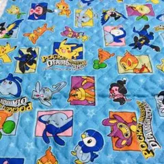 ポケモン 生地 ハギレ キルティング　　明るいブルー 表裏綿100% 日本製