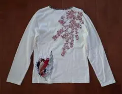 美品　SCRIPT 花旅楽団　鯉　刺繍　ヘンリーネック　サイズS