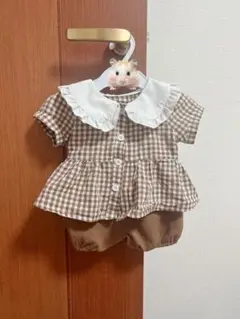 ベビー服セット（チェック柄、ドット柄、イラストTシャツ）