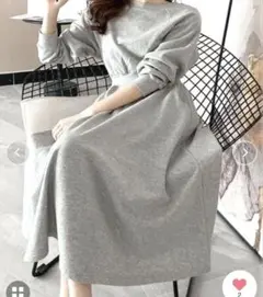 Dewlily 美品 ウエストゴムスウェットフレアロングワンピース