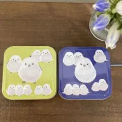 カルディ　シマエナガ空き缶ブルー＆グリーン2個セット