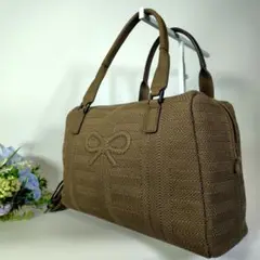 【希少】 ANYA HINDMARCH ハンドバッグ タッセル リボン カーキ