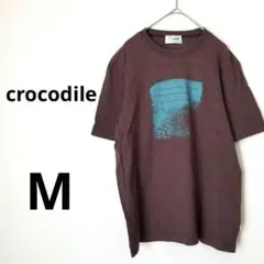 crocodile クロコダイル　プリントTシャツ　ブラウン　M 綿100%
