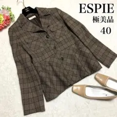 極美品 ESPIE ウール混 テーラードジャケット 40 グレンチェック柄 秋冬