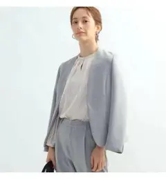 美品◯インディヴィ リバー2WAYストレッチノーカラージャケット