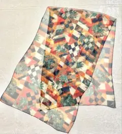 幾何学模様 シフォン　ストール 大判
