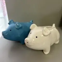 豚　貯金箱　陶器　2個セット