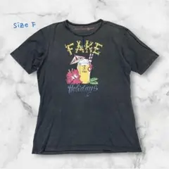 s.129【FAKE LONDON GENIVS】プリントTシャツ 古着 グレー