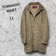 TORNADO MART 灰茶 LLサイズ コート　麻　シワ加工　ヴィンテージ風
