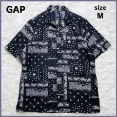 美品✨ GAP ギャップ ペイズリー シャツ リネン混 M ブラック
