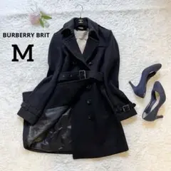 美品✨バーバリーブリッド トレンチコート カシミヤ混 ウール ベルト ブラックM