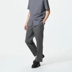 UNIQLO ユニクロ【L】スマートアンクルパンツ グレー スラックス デート