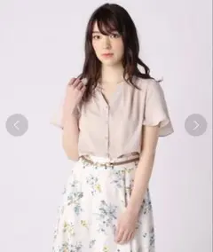 新品 LAISSE PASSE フロントボタンフレアスリーブブラウス 40サイズ