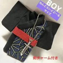 【ハンドメイド】ねんどろいどどーるサイズ着物 浴衣 +帯+剣チャーム★紺黒系①