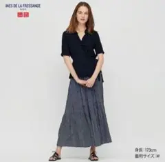 UNIQLO イネス水玉模様 プリーツロングスカート