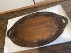 軽井沢彫り　手付楕円　桜縁彫　トレー　大坂屋家具店