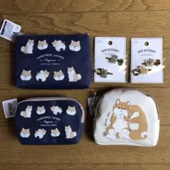 犬 わんちゃん ヘアクリップ 2種 & ポーチ 3種 5点セット
