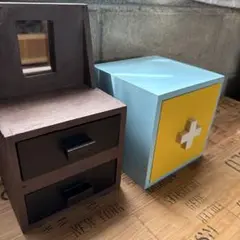 木製雑貨　ミニ鏡台と救急箱　ペイント家具　カントリー　シャビーシック