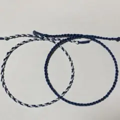 ハンドメイドミサンガ2本セット　アンクレット　ホワイト×FB フォグブルー