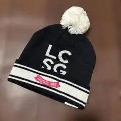 新品未使用le coq sportifポンポン付きニット帽 Fサイズ ネイビー