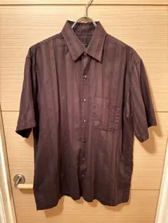 Van Heusen 半袖シャツ ダークブラウン ストライプ