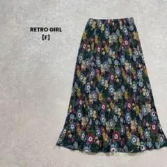 a1810＊RETRO GIRL 花柄プリーツスカート　深緑【F】レトロ可愛い