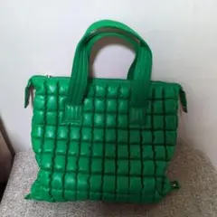 FIRAHO グリーン キルティング ハンドバッグ