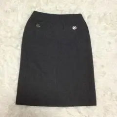 ☆美品☆CELINE ウールスカート トリオンフボタン 上品 38サイズ