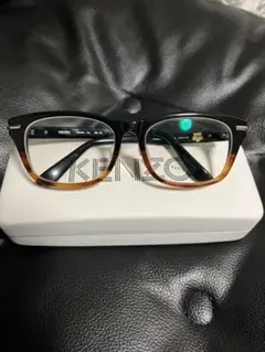 KENZO メガネ べっ甲 木目 ブラック 黒 ウェリントン ツートン 鼈甲
