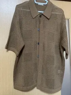 GU メッシュ編みブラウンニット S メンズ