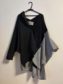 antiqua アンティカ 異素材アシンメトリーカーディガン