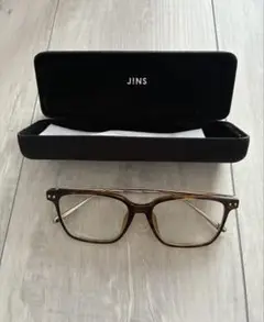JINS ブラウン 四角形メガネ ケース付き