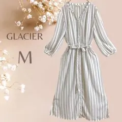グラシア　ワンピース　白　ハニーズ　マルチストライプ　花　ウエストゴム　ふるじょ