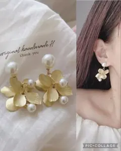 再販♡パール×メタルフラワーピアス イヤリング